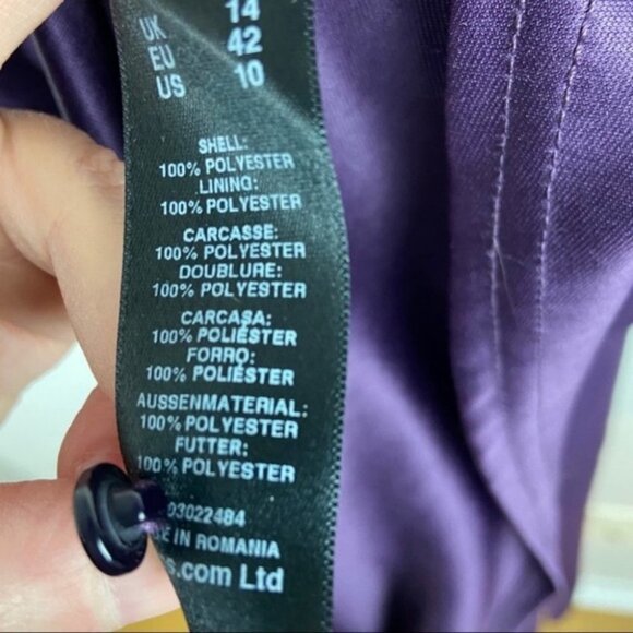 ASOS Purple Back Slit Front Twist Midi Dress Womens Size 10 Midi Shift Faux Wrap - Picture 5 of 7